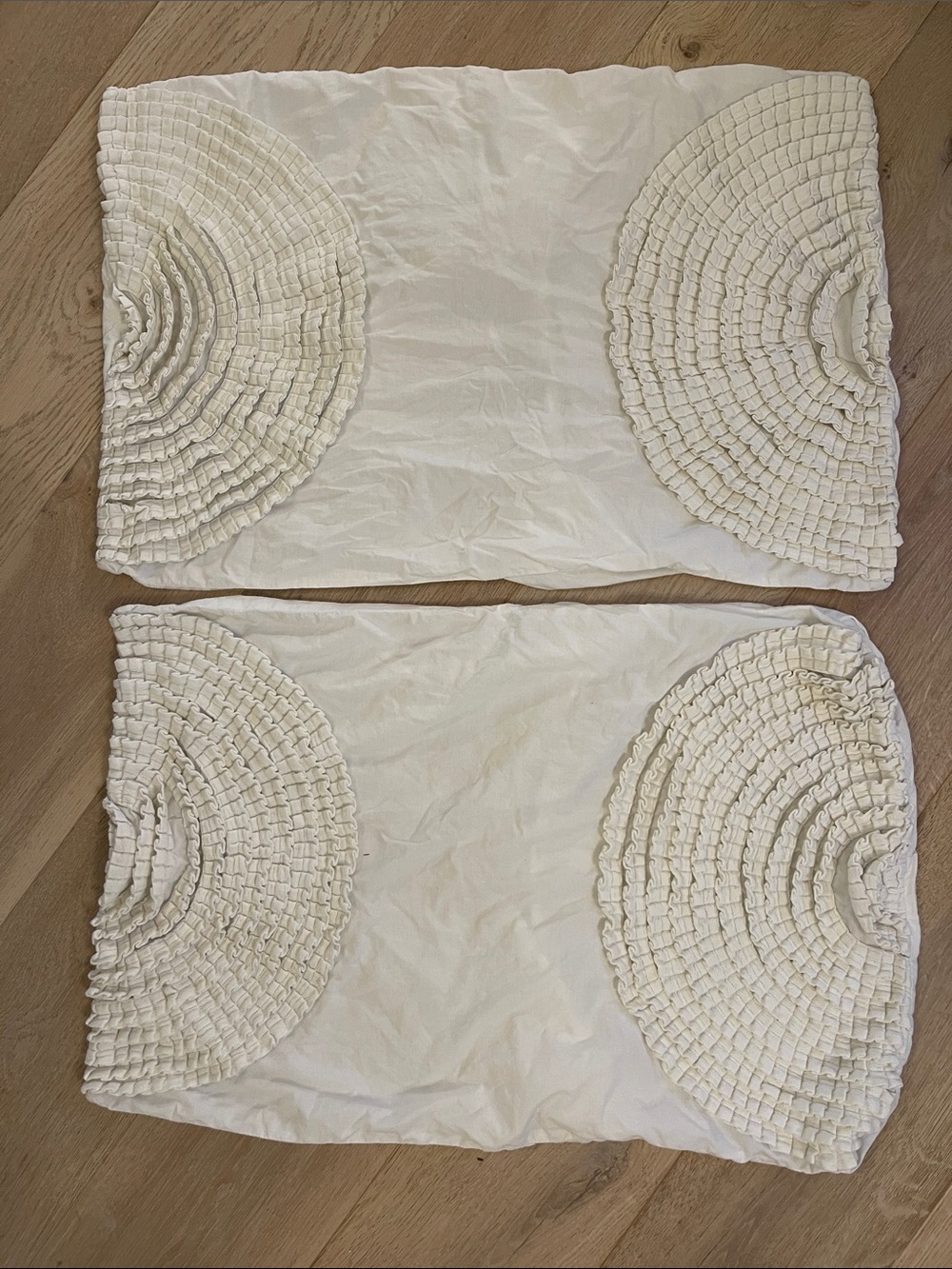 NORDSTROM White Decorative Ruffled Pillow Covers - Set of 2